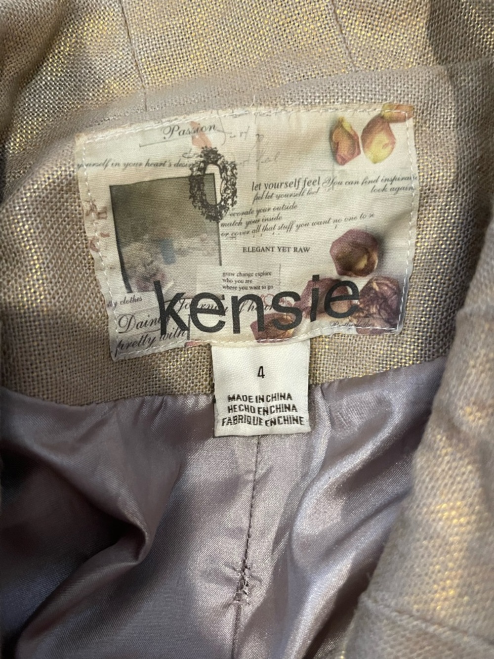 kensie 60s style gold/beige jacket/blazer with large buttons and round color 4 - Picture 9 of 9